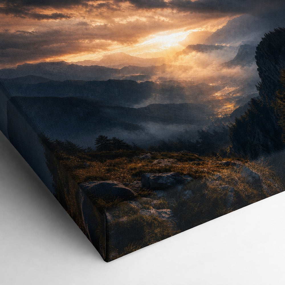 Dawn Through Mountains Natural Metaphor Canvas Wall Art - 03_detail_closeup