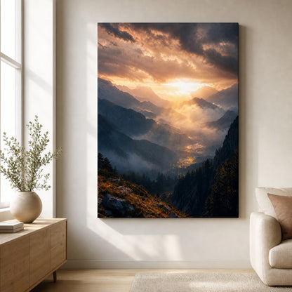 Dawn Through Mountains Natural Metaphor Canvas Wall Art - 07_sku_30x40_wall
