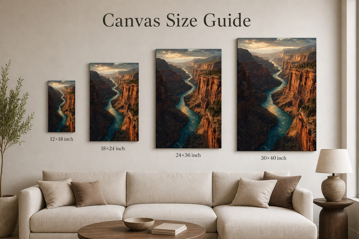 River Cuts Through Stone Canvas Wall Art - 08_size_comparison