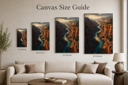 River Cuts Through Stone Canvas Wall Art - 08_size_comparison
