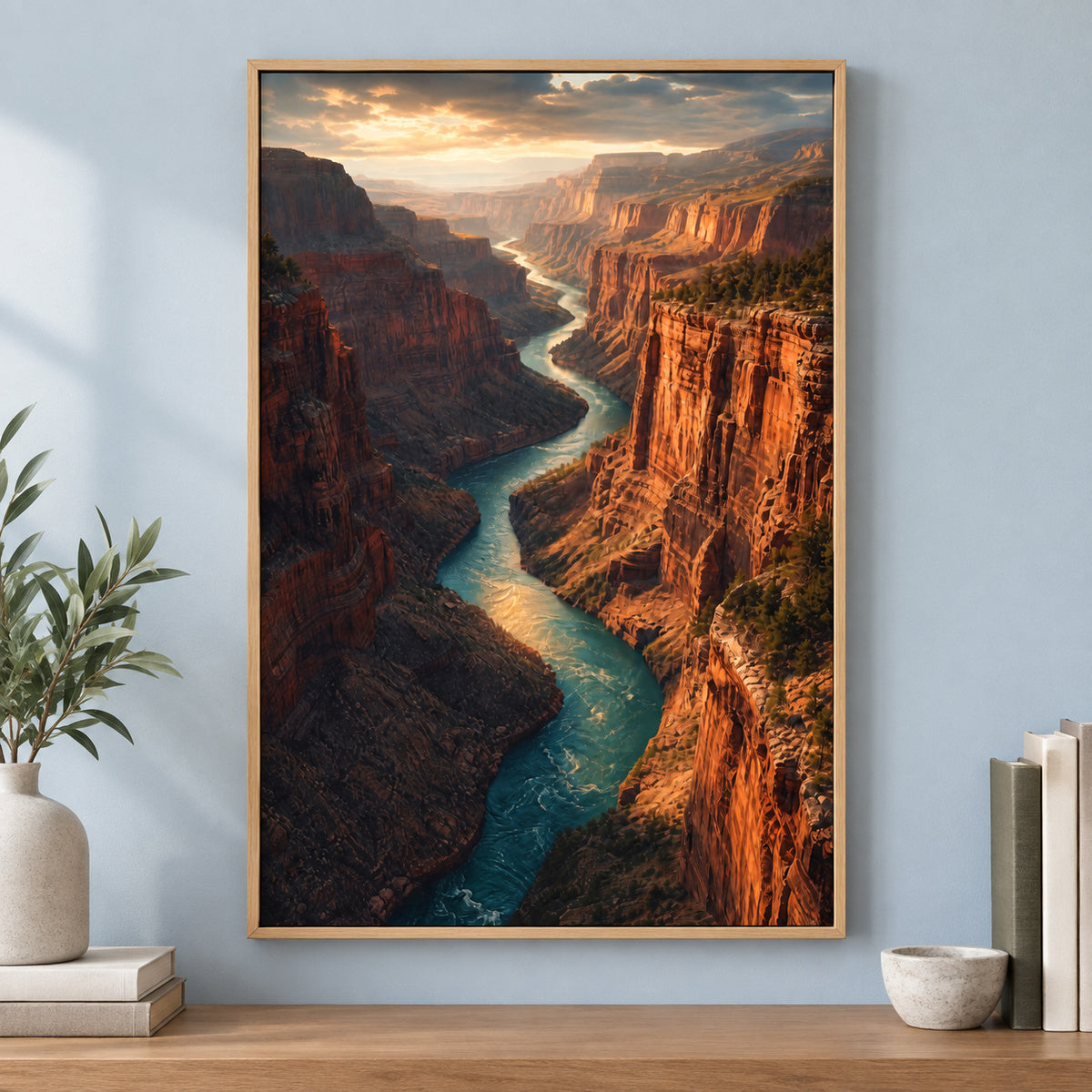 River Cuts Through Stone Canvas Wall Art | brown_independent_close