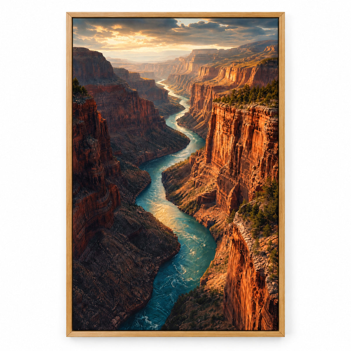 River Cuts Through Stone Canvas Wall Art | brown_sku