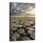 Seedling Through Cracked Stone Canvas Wall Art - 01_main_white_left_wrap