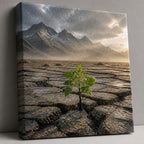 Seedling Through Cracked Stone Canvas Wall Art - 03_detail_closeup