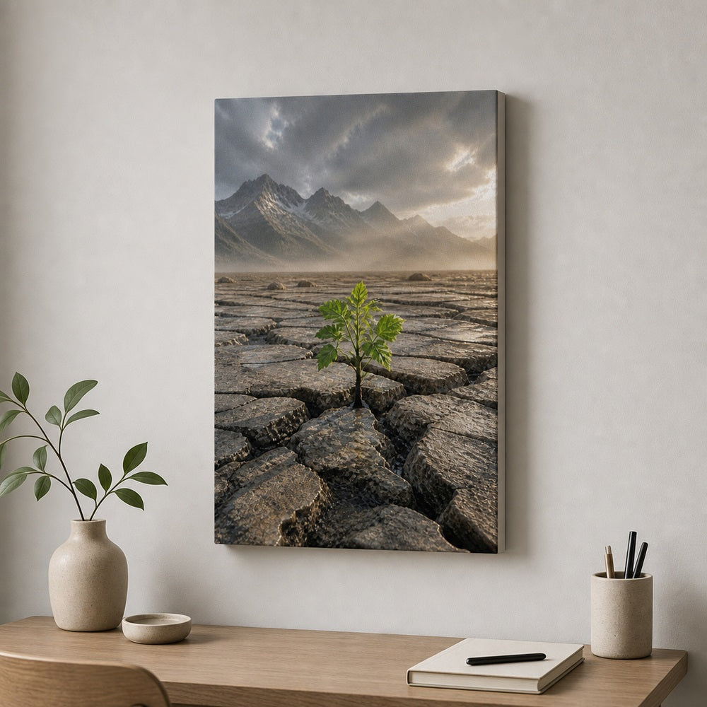 Seedling Through Cracked Stone Canvas Wall Art - 04_sku_12x18_wall