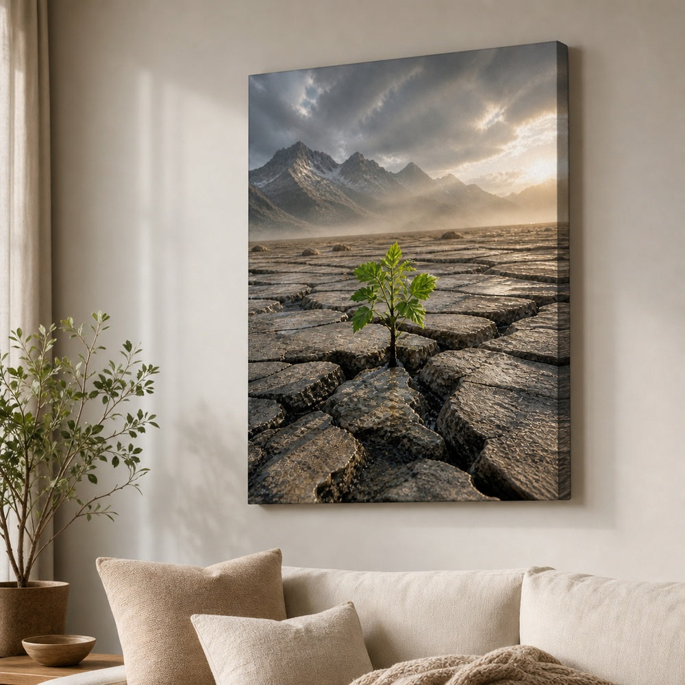 Seedling Through Cracked Stone Canvas Wall Art - 05_sku_18x24_wall