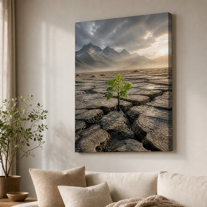 Seedling Through Cracked Stone Canvas Wall Art - 05_sku_18x24_wall
