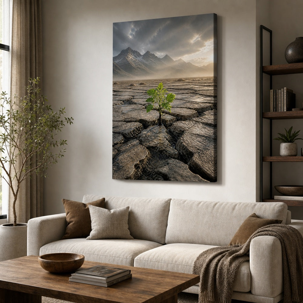 Seedling Through Cracked Stone Canvas Wall Art - 06_sku_24x36_wall