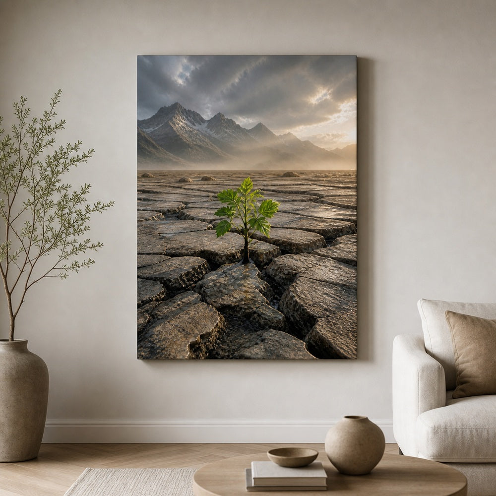 Seedling Through Cracked Stone Canvas Wall Art - 07_sku_30x40_wall