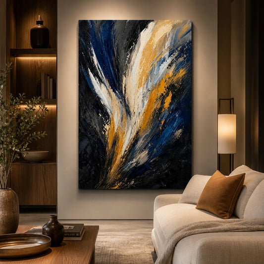 Upward Force Abstract Expressionism Canvas Wall Art — room scene