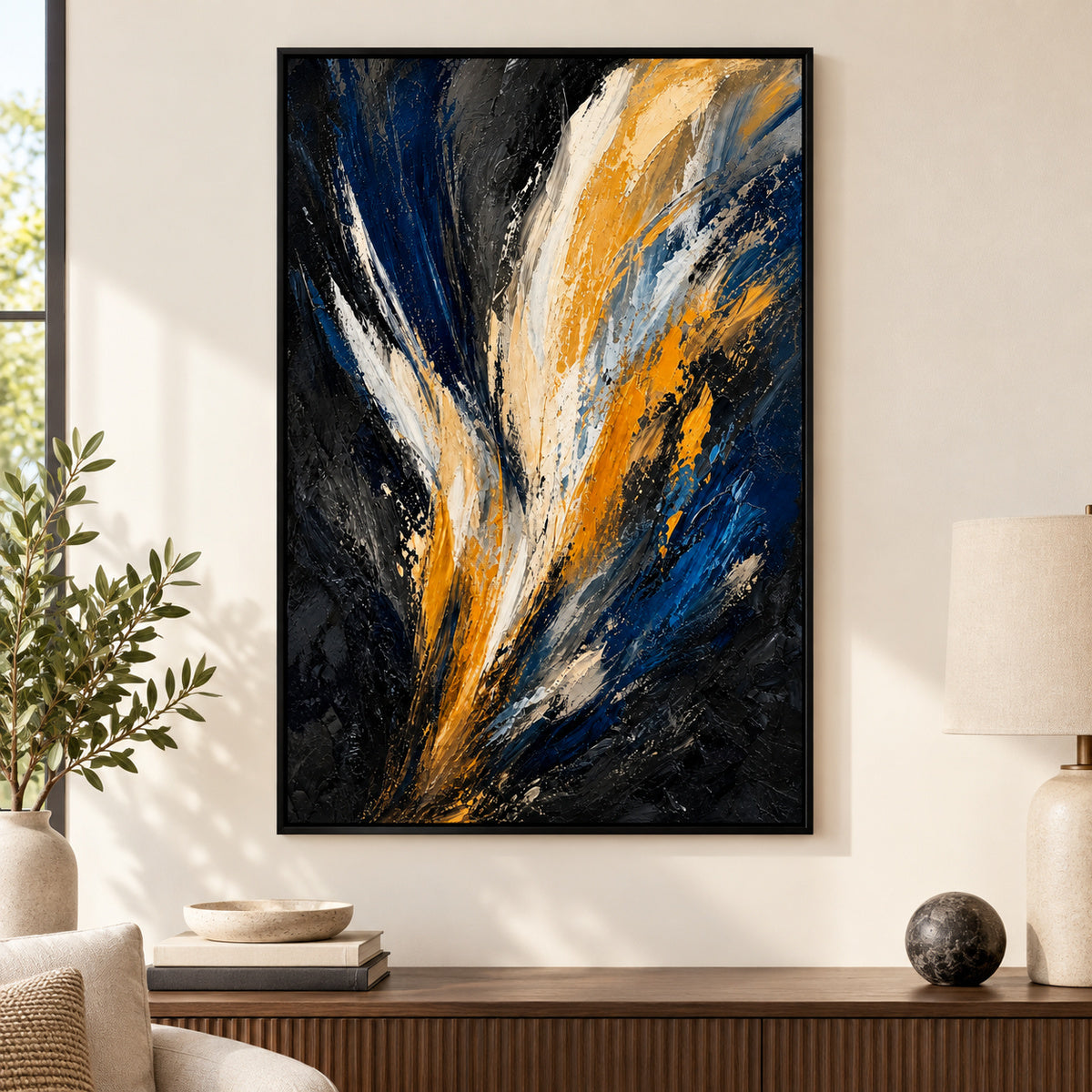 Upward Force Abstract Expressionism Canvas Wall Art | black_independent_close