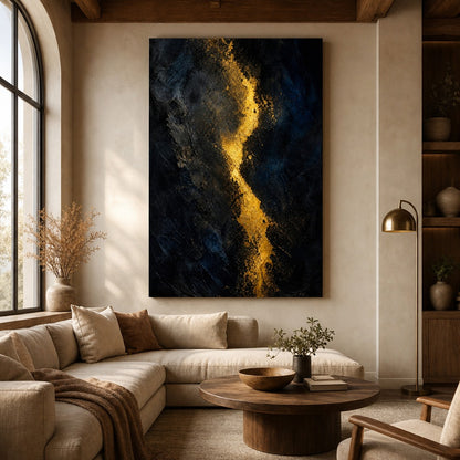 Dark Gold Light Abstract Expressionism Canvas Wall Art - 02_wall_scene