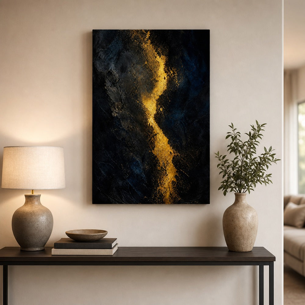 Dark Gold Light Abstract Expressionism Canvas Wall Art - 05_sku_18x24_wall