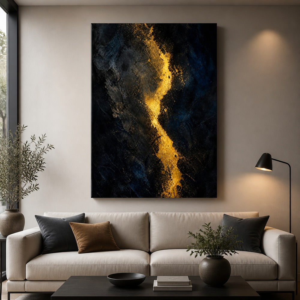 Dark Gold Light Abstract Expressionism Canvas Wall Art - 06_sku_24x36_wall