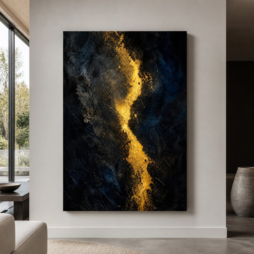 Dark Gold Light Abstract Expressionism Canvas Wall Art - 07_sku_30x40_wall