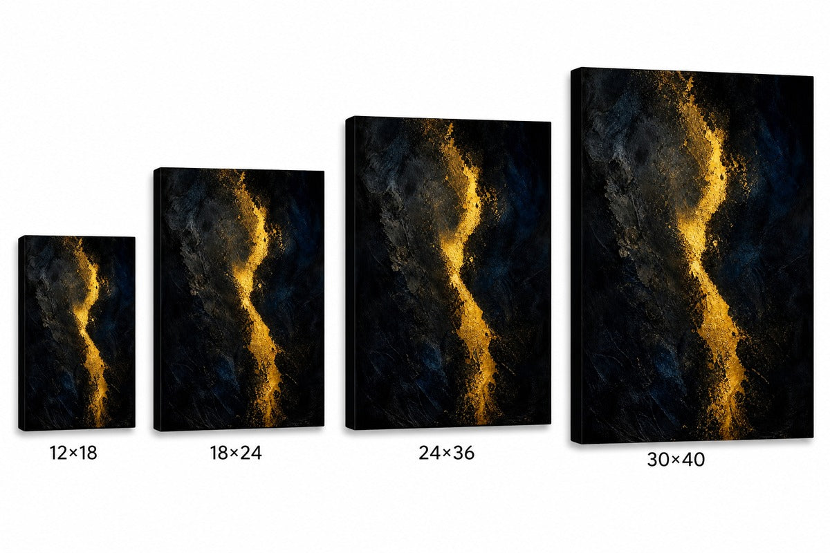 Dark Gold Light Abstract Expressionism Canvas Wall Art - 08_size_comparison