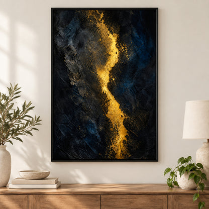 Dark Gold Light Abstract Expressionism Canvas Wall Art | black_independent_close