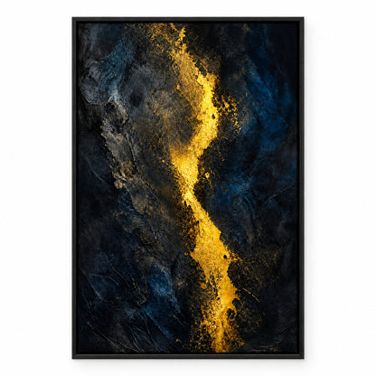 Dark Gold Light Abstract Expressionism Canvas Wall Art | black_sku
