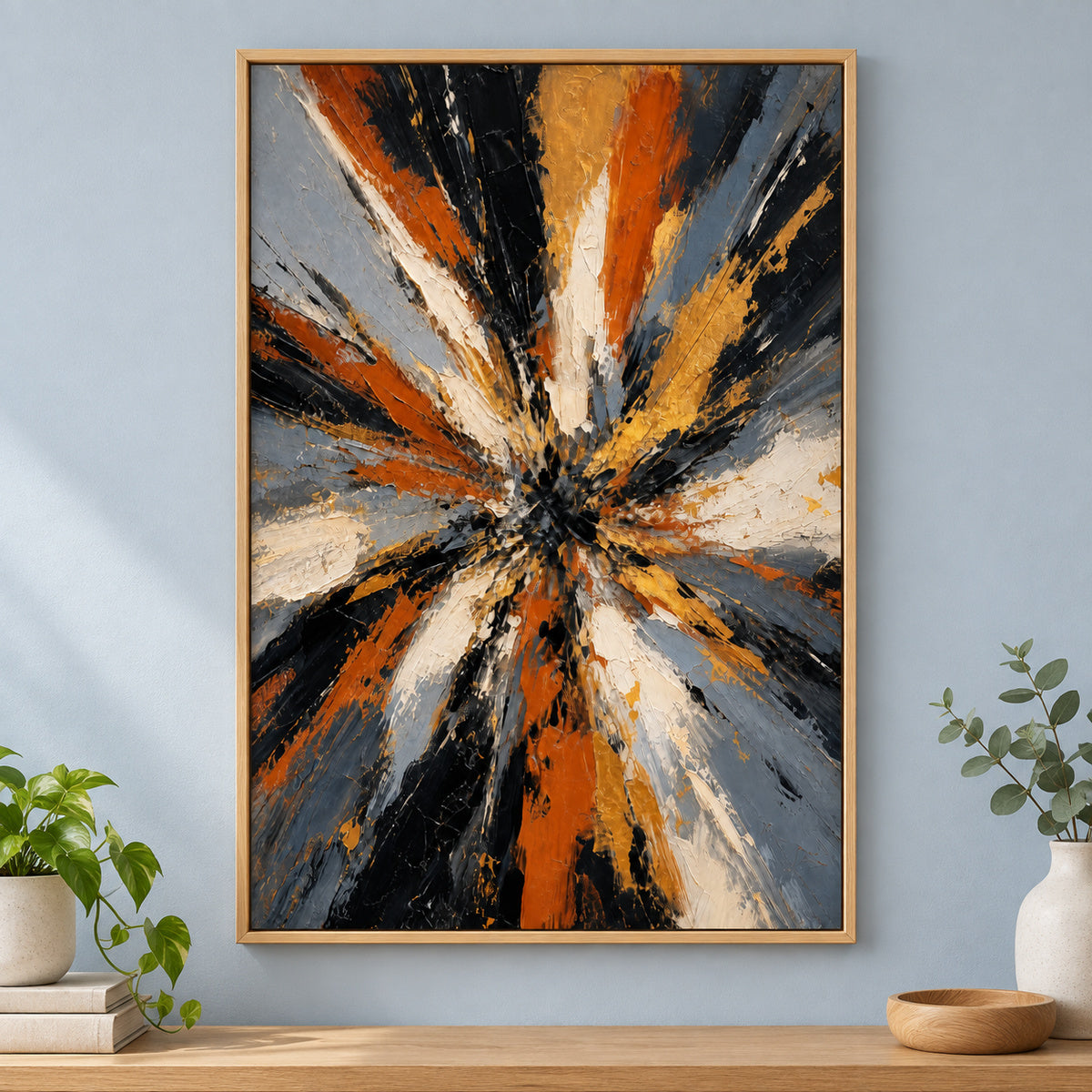 Life Burst Abstract Expressionism Canvas Wall Art | brown_independent_close