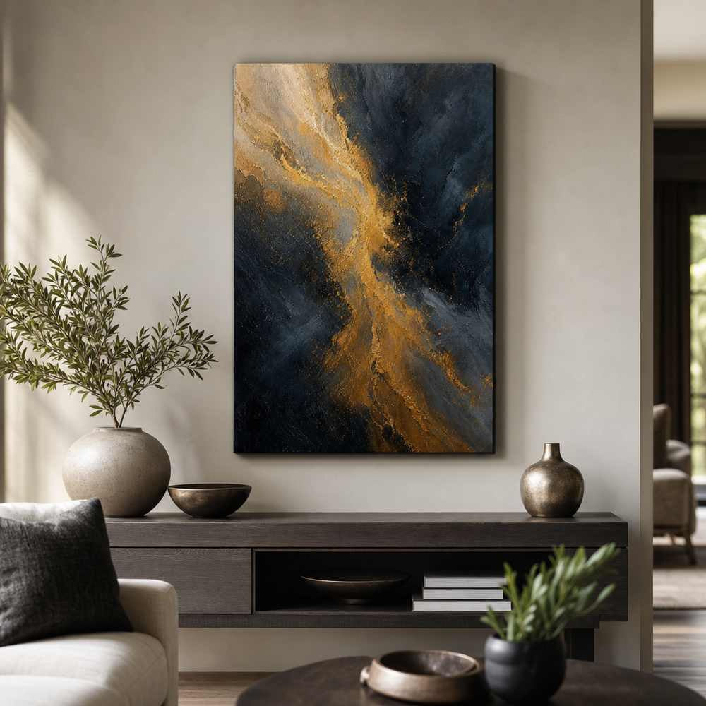 Golden Sand Current Abstract Expressionism Canvas Wall Art - 05_sku_18x24_wall