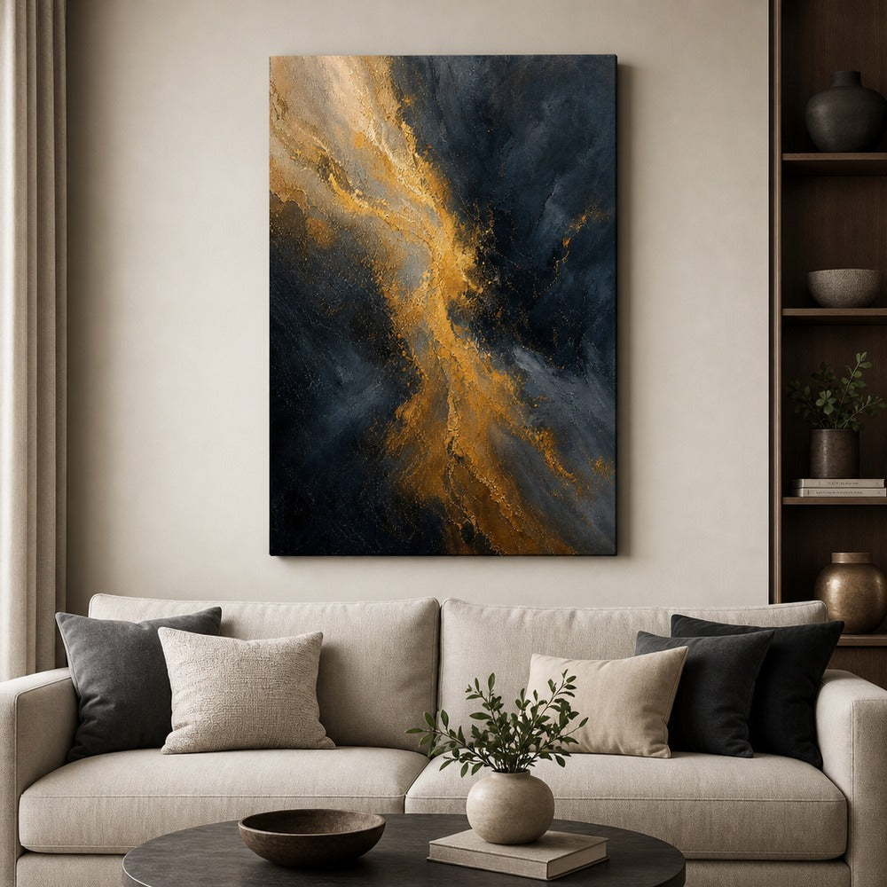 Golden Sand Current Abstract Expressionism Canvas Wall Art - 06_sku_24x36_wall
