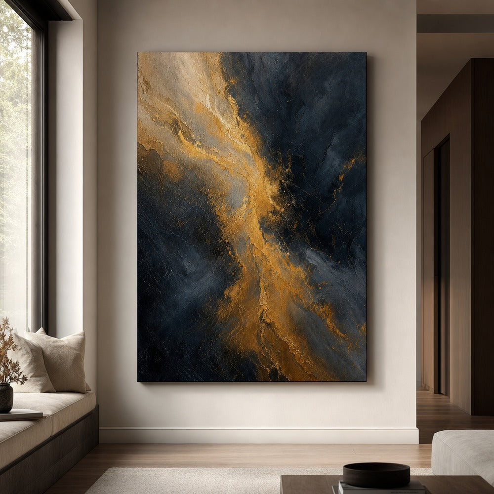 Golden Sand Current Abstract Expressionism Canvas Wall Art - 07_sku_30x40_wall