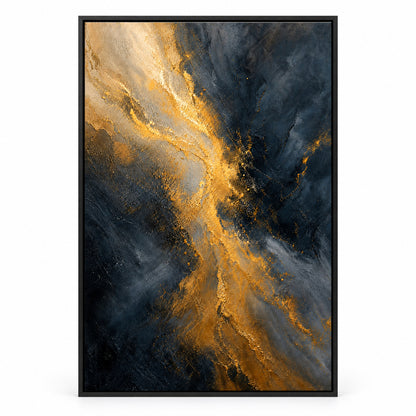 Golden Sand Current Abstract Expressionism Canvas Wall Art | black_sku