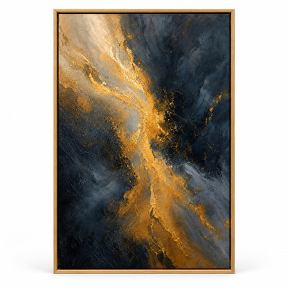 Golden Sand Current Abstract Expressionism Canvas Wall Art | brown_sku
