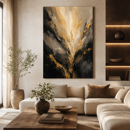 Expanding Breath Abstract Expressionism Canvas Wall Art — room scene