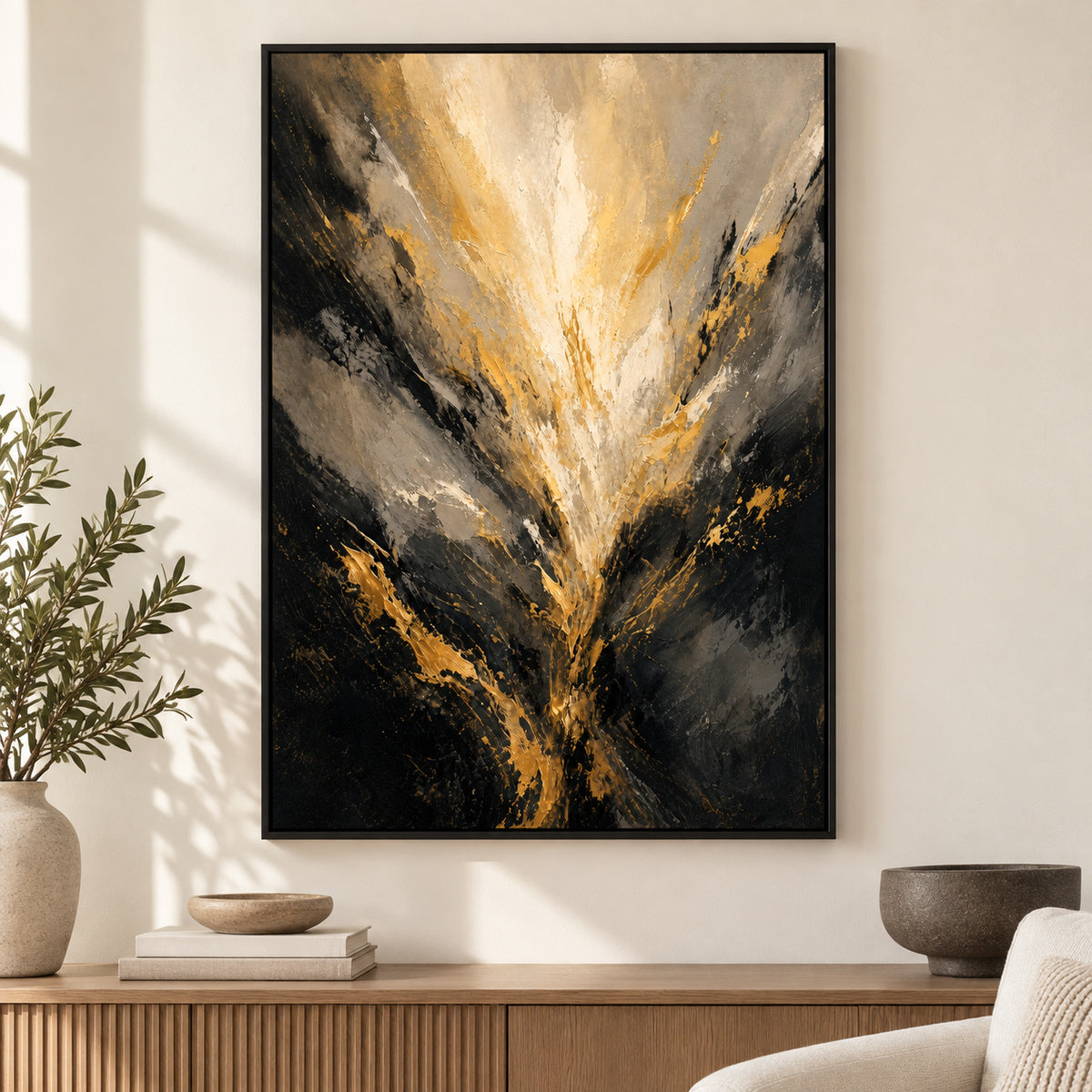 Expanding Breath Abstract Expressionism Canvas Wall Art | black_independent_close