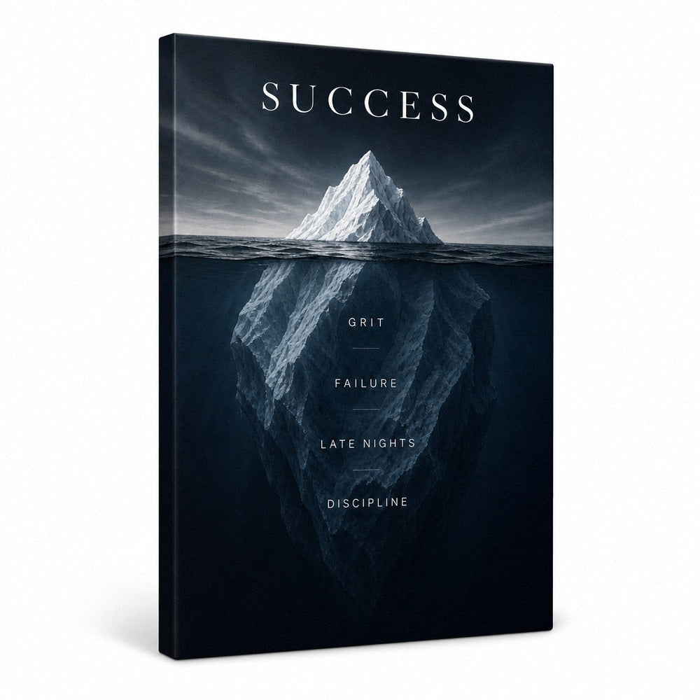 Iceberg Success Grit Entrepreneur Canvas Wall Art - 01_main_white_left_wrap