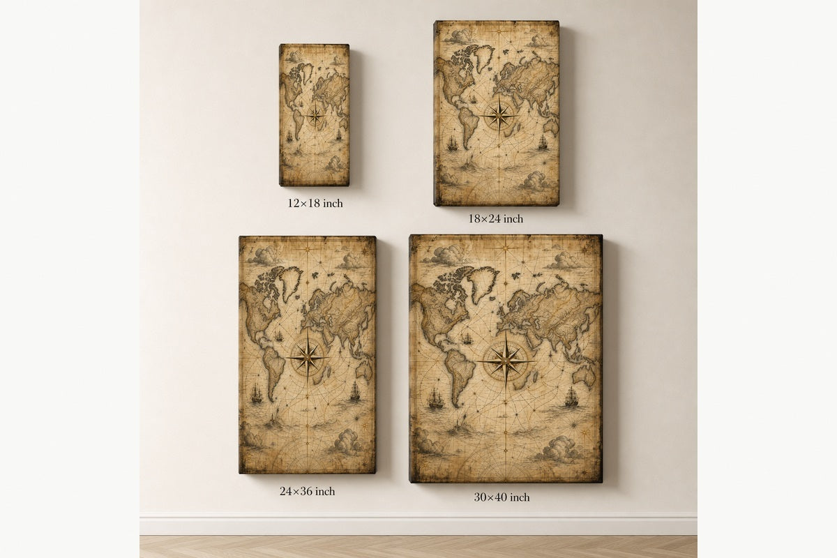 Vintage Nautical Ambition Entrepreneur Canvas Wall Art - 08_size_comparison