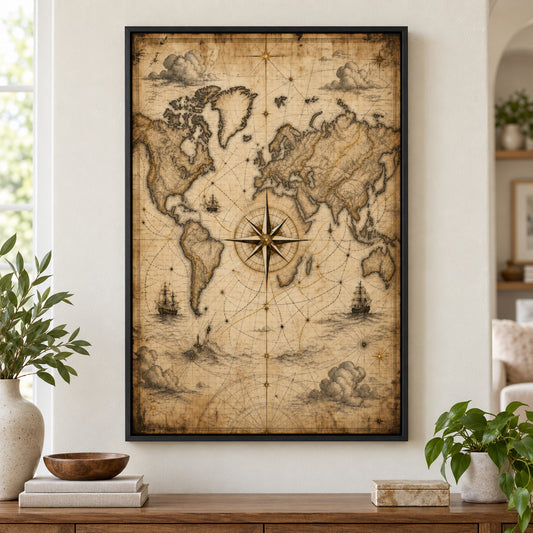 Vintage Nautical Ambition Entrepreneur Canvas Wall Art | black_independent_close
