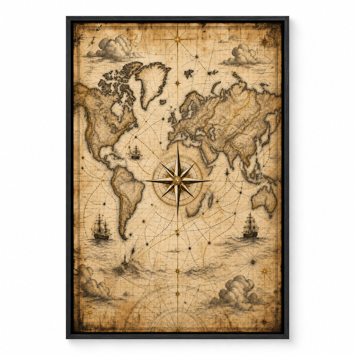 Vintage Nautical Ambition Entrepreneur Canvas Wall Art | black_sku