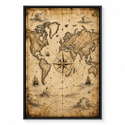 Vintage Nautical Ambition Entrepreneur Canvas Wall Art | black_sku