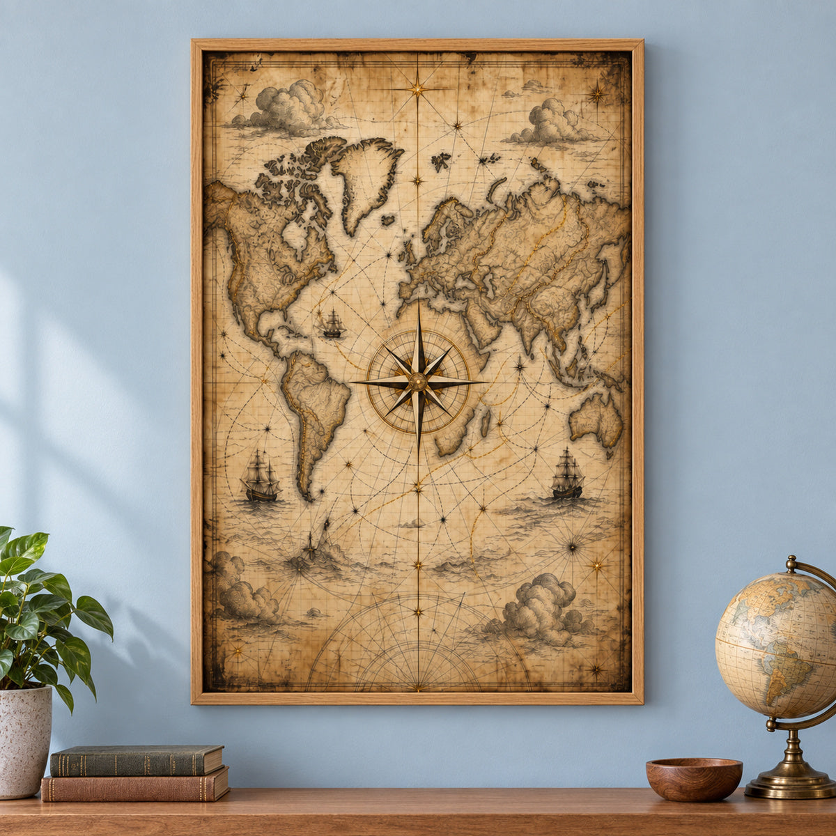 Vintage Nautical Ambition Entrepreneur Canvas Wall Art | brown_independent_close