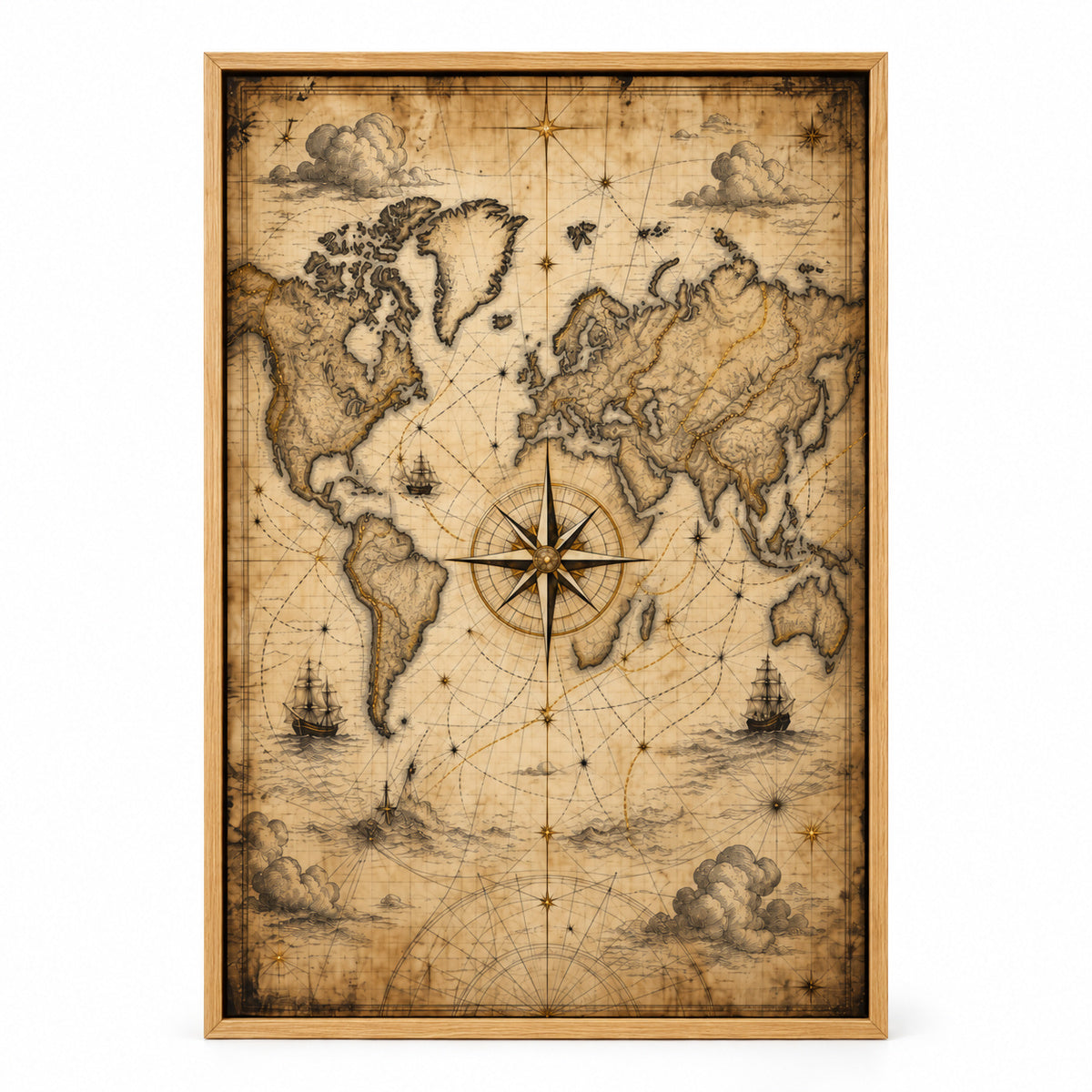 Vintage Nautical Ambition Entrepreneur Canvas Wall Art | brown_sku
