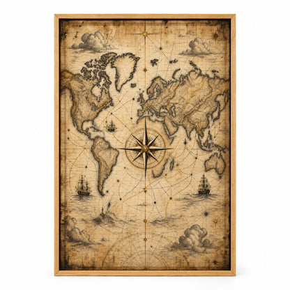 Vintage Nautical Ambition Entrepreneur Canvas Wall Art | brown_sku