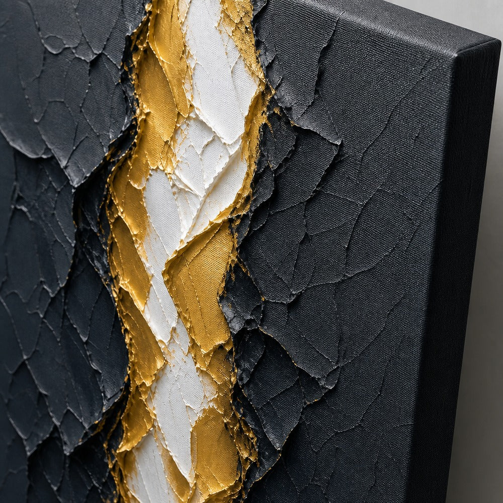 Gold Tear Rebirth Palette Knife Abstract Canvas Wall Art - 03_detail_closeup