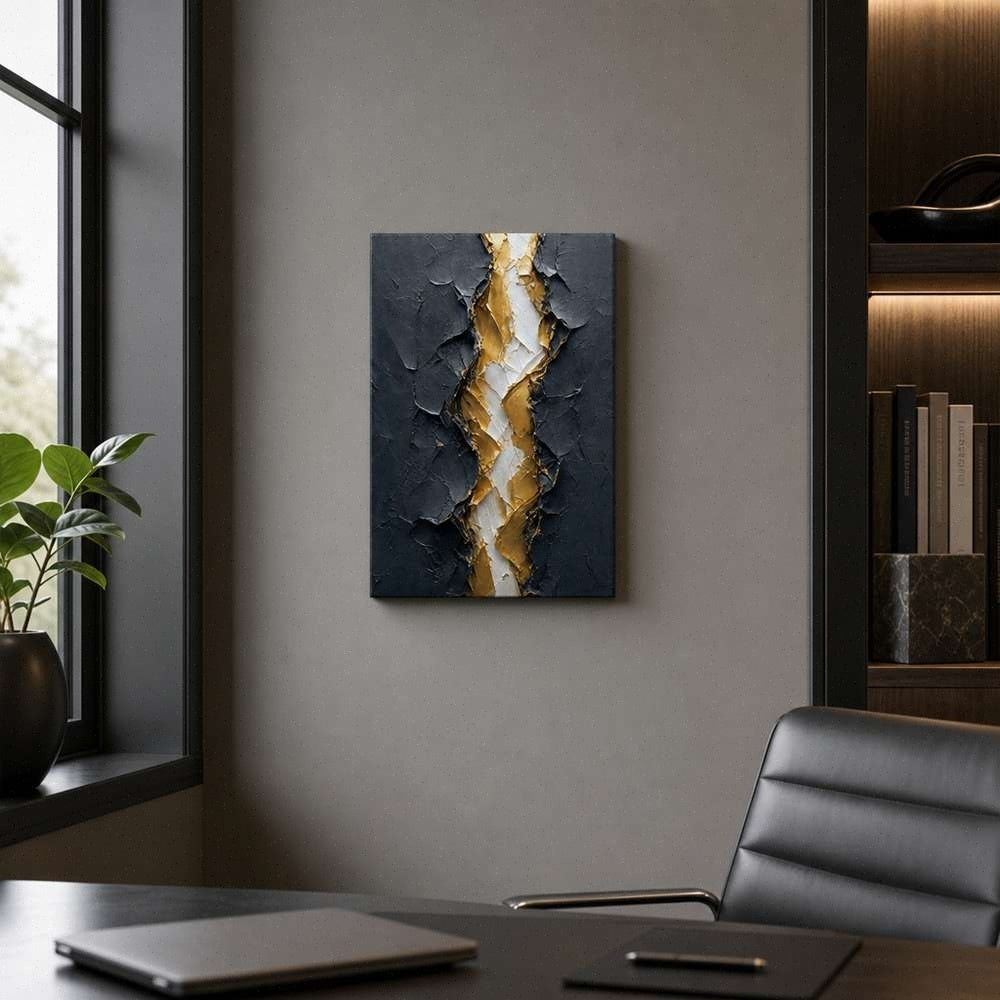 Gold Tear Rebirth Palette Knife Abstract Canvas Wall Art - 04_sku_12x18_wall