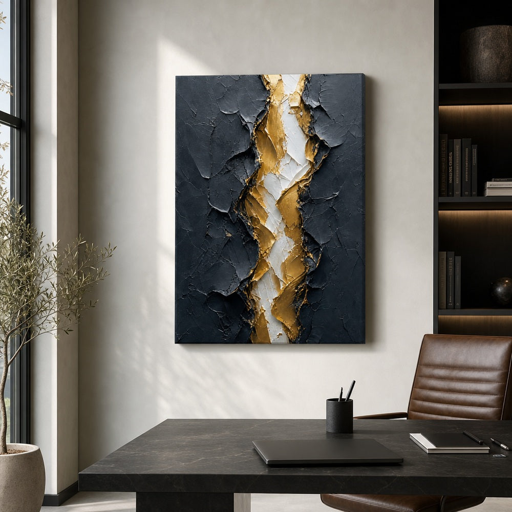 Gold Tear Rebirth Palette Knife Abstract Canvas Wall Art - 05_sku_18x24_wall