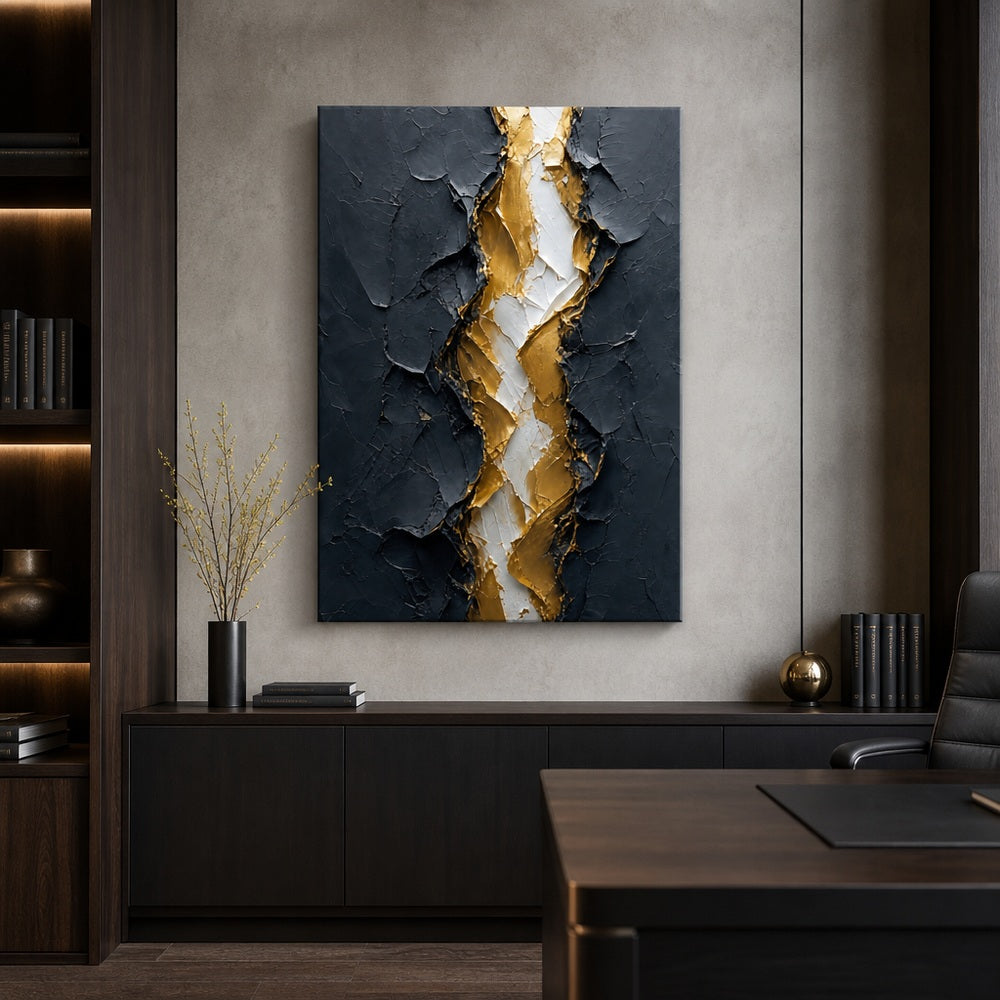Gold Tear Rebirth Palette Knife Abstract Canvas Wall Art - 06_sku_24x36_wall