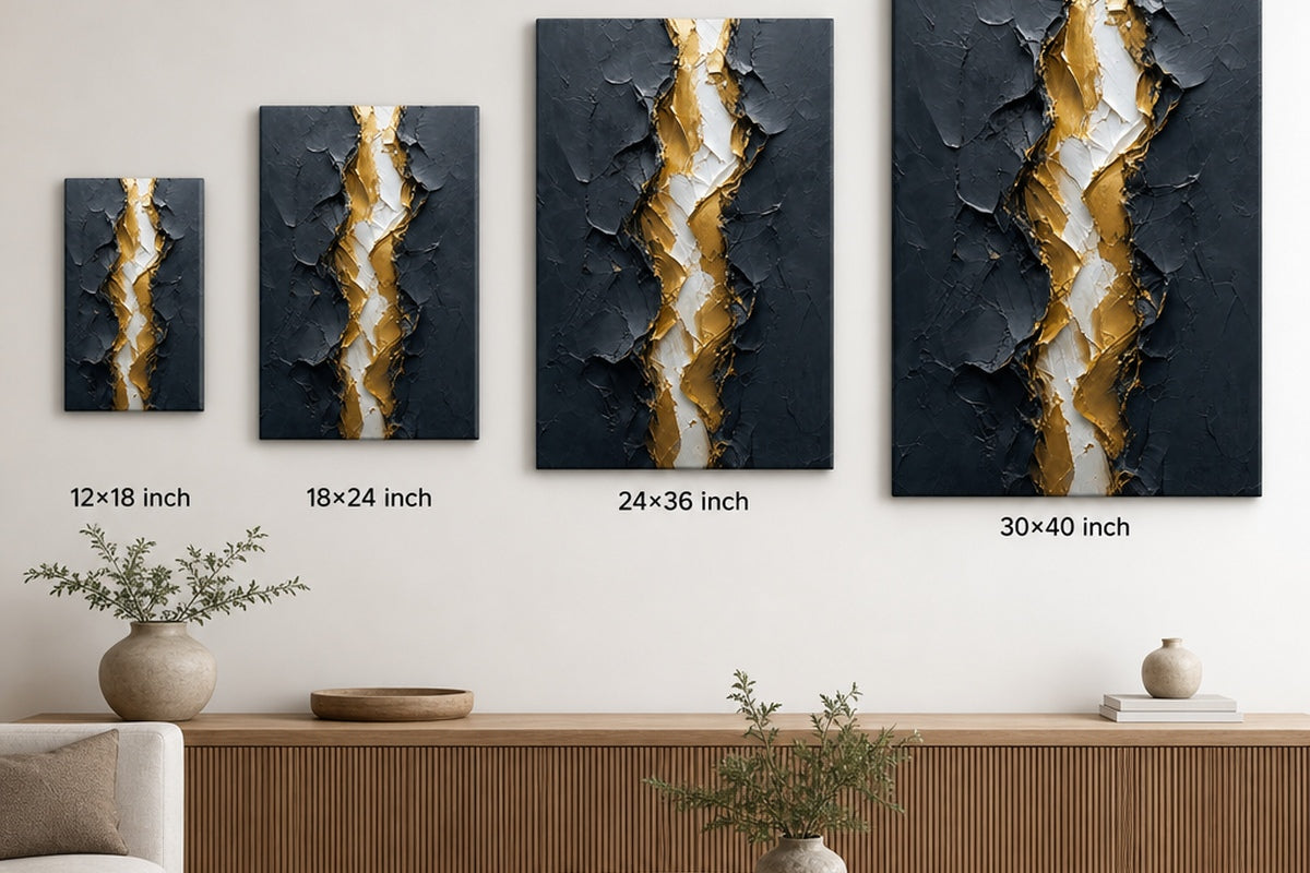Gold Tear Rebirth Palette Knife Abstract Canvas Wall Art - 08_size_comparison