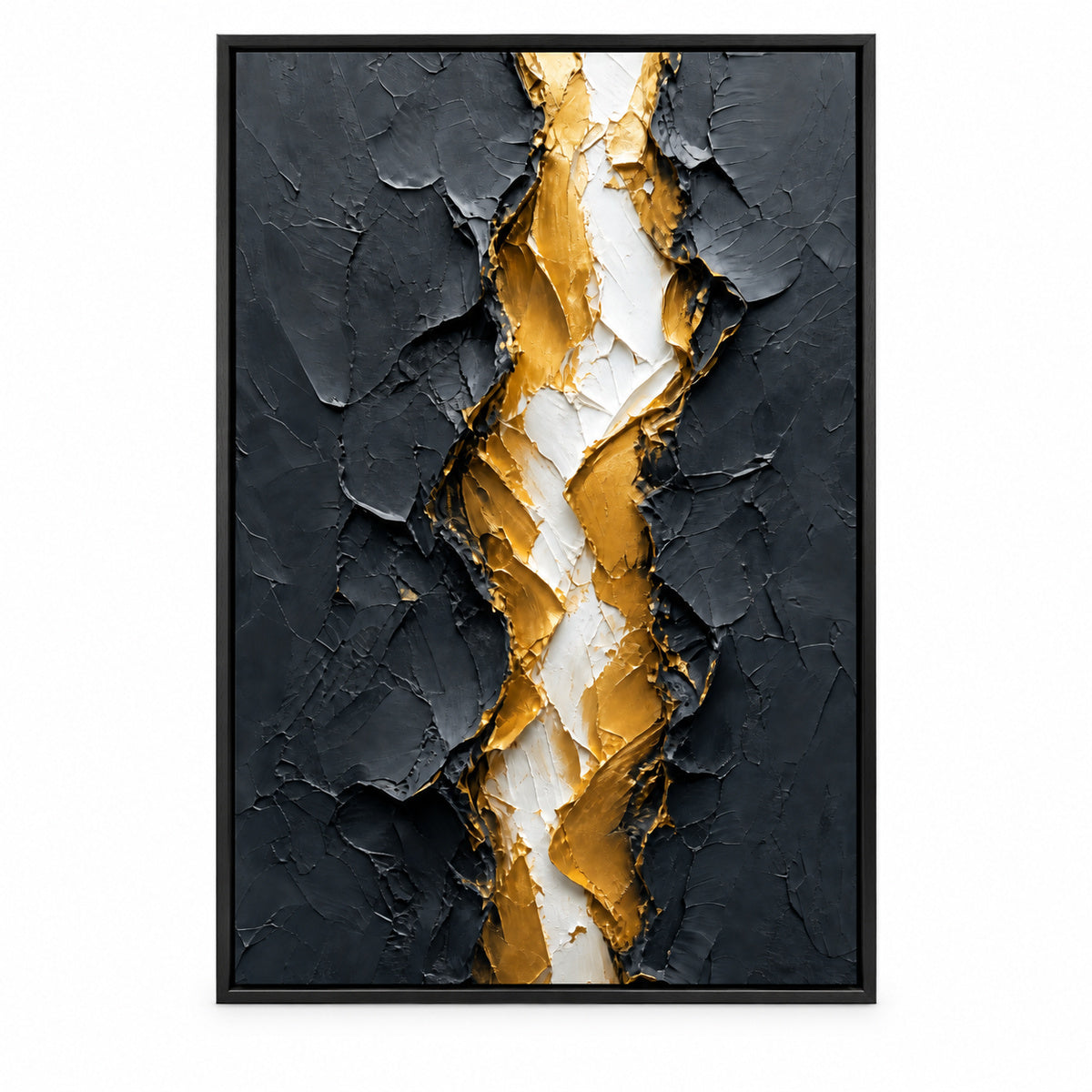 Gold Tear Rebirth Abstract Canvas Wall Art | black_sku
