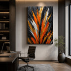 Orange Upstream Force Palette Knife Abstract Canvas Wall Art - 02_wall_scene