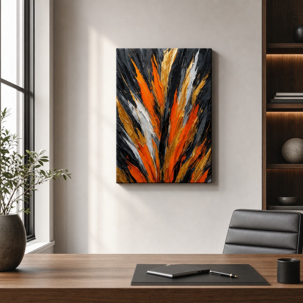 Orange Upstream Force Palette Knife Abstract Canvas Wall Art - 05_sku_18x24_wall
