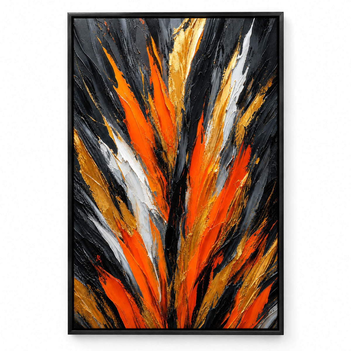 Orange Upstream Force Abstract Canvas Wall Art | black_sku