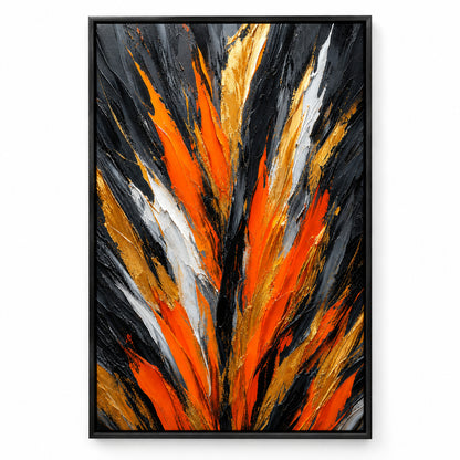 Orange Upstream Force Abstract Canvas Wall Art | black_sku