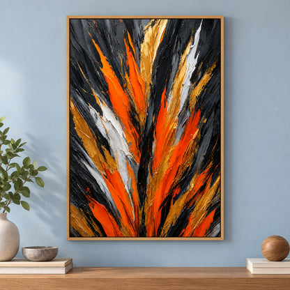 Orange Upstream Force Abstract Canvas Wall Art | brown_independent_close