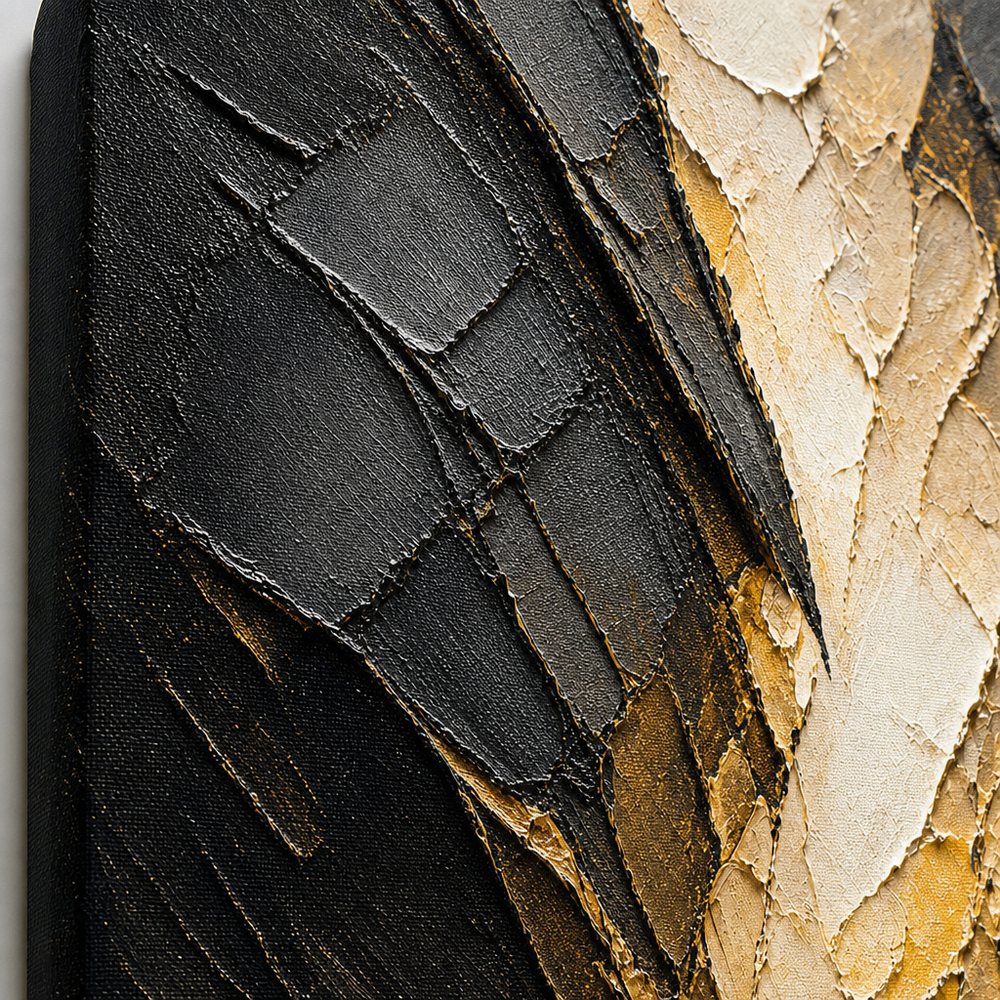 White Cocoon Break Palette Knife Abstract Canvas Wall Art - 03_detail_closeup